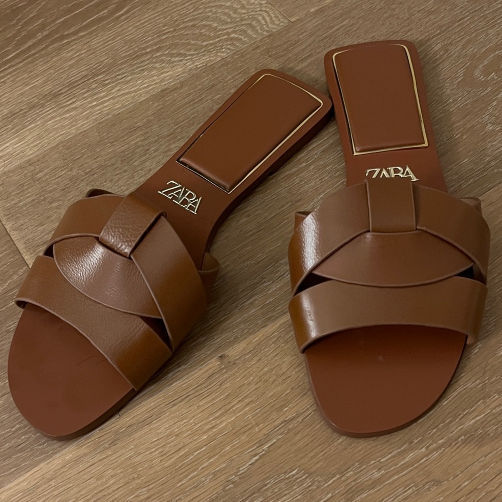 Zara Tan Leather Women's Sandals